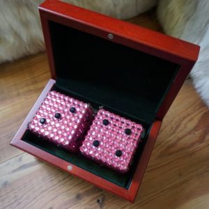 Swarovski Crystal Car Dice - Rose & Jet Black