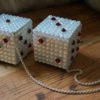 Swarovski Crystal Car Dice - White Opal & Siam