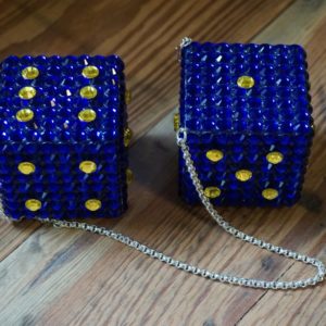 Swarovski Crystal Car Dice - Cobalt & Citrine