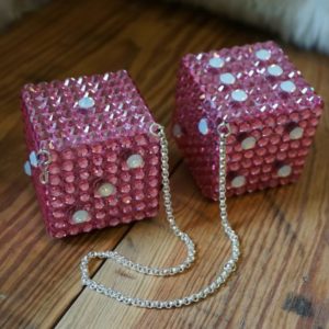 Swarovski Crystal Car Dice - Light Rose & White Opal