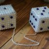 Swarovski Crystal Dice - White Opal & Cobalt