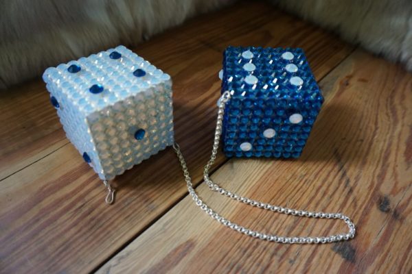 Swarovski Crystal Dice - Capri Blue & White Opal