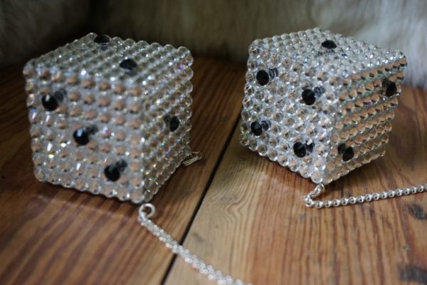 Swarovski Crystal Dice - Crystal & Jet Black