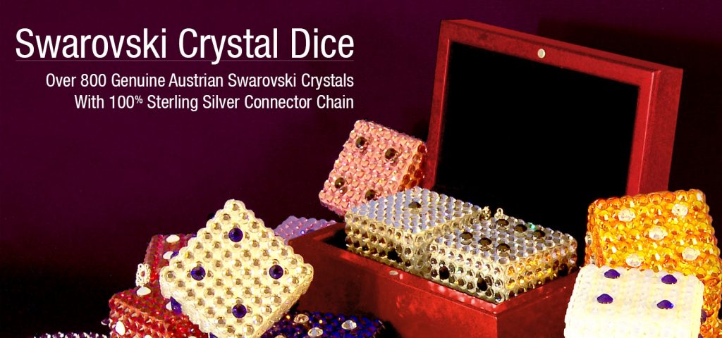 Swarovski Crystal - Car Dice - Over 800 Genuine Austrian Crystals with 100% Sterling Silver Connector Chain